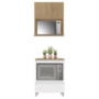 Cozinha Modulada Rainha 2 Peças 70cm com Balcão de Forno e Armário Aéreo Micro-ondas Branco/Nature - Nesher
