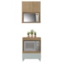 Cozinha Modulada Rainha 2 Peças 70cm com Balcão de Forno e Armário Aéreo Micro-ondas Nature/Verde - Nesher