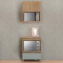 Cozinha Modulada Rainha 2 Peças 70cm com Balcão de Forno e Armário Aéreo Micro-ondas Nature/Verde - Nesher