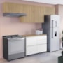Cozinha Modulada Rainha 4 Peças Balcão 120cm Branco/Nature com Tampo em MDF - Nesher 