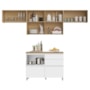 Cozinha Modulada Rainha 4 Peças Balcão 120cm Branco/Nature com Tampo em MDF - Nesher 