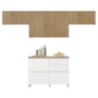 Cozinha Modulada Rainha 4 Peças Balcão 120cm Branco/Nature com Tampo em MDF - Nesher 