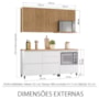 Cozinha Modulada Rainha 4 Peças com Balcão de Forno Branco/Nature - Nesher