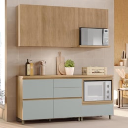 Cozinha Modulada Rainha 4 Peças com Balcão de Forno Nature/Verde - Nesher