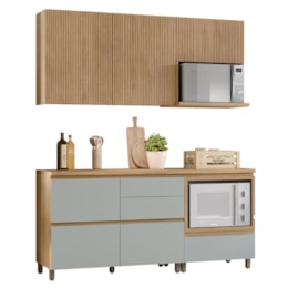 Cozinha Modulada Rainha 4 Peças com Balcão de Forno Nature/Verde - Nesher