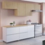 Cozinha Modulada Rainha 5 Peças Balcão 120cm Branco/Nature com Tampo em MDF - Nesher