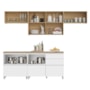 Cozinha Modulada Rainha 5 Peças Balcão 120cm Branco/Nature com Tampo em MDF - Nesher
