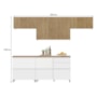 Cozinha Modulada Rainha 5 Peças Balcão 120cm Branco/Nature com Tampo em MDF - Nesher