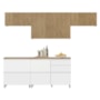 Cozinha Modulada Rainha 5 Peças Balcão 120cm Branco/Nature com Tampo em MDF - Nesher