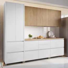 Cozinha Modulada Rainha 5 Peças com Paneleiro Branco/Nature - Nesher