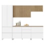 Cozinha Modulada Rainha 5 Peças com Paneleiro e Balcão 80cm para Cooktop Branco/Nature - Nesher