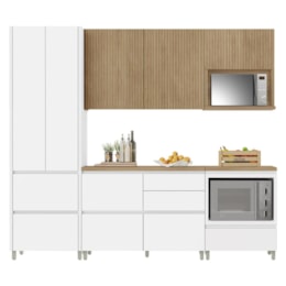 Cozinha Modulada Rainha 5 Peças com Paneleiro e Balcão de Forno Branco/Nature - Nesher