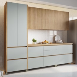 Cozinha Modulada Rainha 5 Peças com Paneleiro Nature/Verde - Nesher