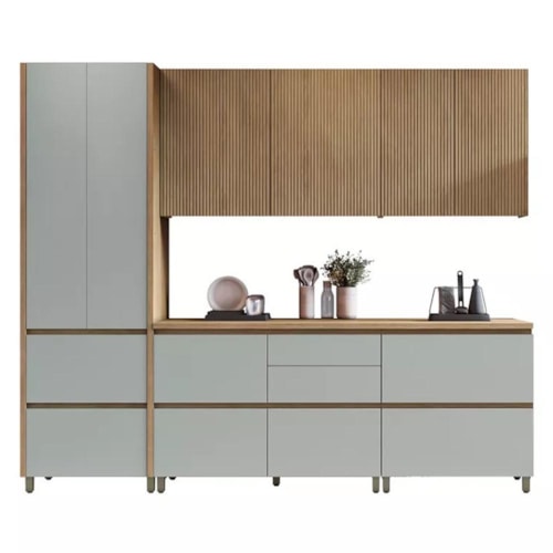 Cozinha Modulada Rainha 5 Peças com Paneleiro Nature/Verde - Nesher