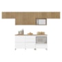 Cozinha Modulada Rainha 6 Peças com Armário Aéreo de Micro-ondas Branco/Nature - Nesher