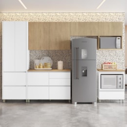Cozinha Modulada Rainha 6 Peças com Paneleiro Branco/Nature - Nesher 