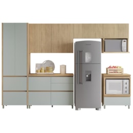 Cozinha Modulada Rainha 6 Peças com Paneleiro Nature/Verde - Nesher