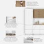 Cozinha Modulada Rainha 6 Peças Paneleiro e Balcão 120cm Branco/Nature com Tampo em MDF - Nesher
