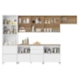 Cozinha Modulada Rainha 6 Peças Paneleiro e Balcão 120cm Branco/Nature com Tampo em MDF - Nesher