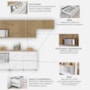 Cozinha Modulada Rainha 7 Peças Balcão 120cm Branco/Nature com Tampo em MDF - Nesher