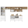 Cozinha Modulada Rainha 7 Peças Balcão 120cm Branco/Nature com Tampo em MDF - Nesher