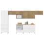 Cozinha Modulada Rainha 7 Peças Balcão 120cm Branco/Nature com Tampo em MDF - Nesher