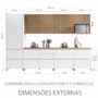 Cozinha Modulada Rainha 7 Peças com Paneleiro Branco/Nature - Nesher
