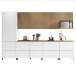 Cozinha Modulada Rainha 7 Peças com Paneleiro Branco/Nature - Nesher