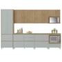 Cozinha Modulada Rainha 7 Peças com Paneleiro e Armário Aéreo de Micro-ondas Nature/Verde - Nesher