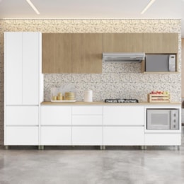 Cozinha Modulada Rainha 7 Peças com Paneleiro e Balcão de Forno Branco/Nature - Nesher 