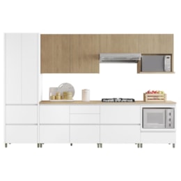Cozinha Modulada Rainha 7 Peças com Paneleiro e Balcão de Forno Branco/Nature - Nesher 