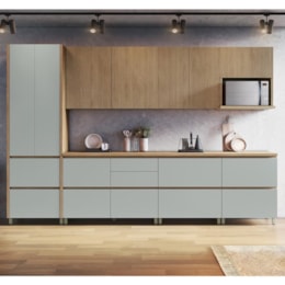 Cozinha Modulada Rainha 7 Peças com Paneleiro Nature/Verde - Nesher