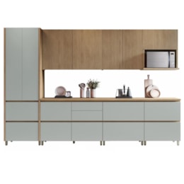 Cozinha Modulada Rainha 7 Peças com Paneleiro Nature/Verde - Nesher
