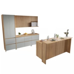 Cozinha Modulada Rainha 8 Peças com Paneleiro e Bancada 200cm Nature/Verde - Nesher