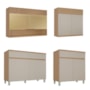 Cozinha Modulada Realeza Premium 4 Peças com 7 Portas, 3 Gavetas e Vidro Reflecta Greige - Nesher