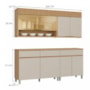 Cozinha Modulada Realeza Premium 4 Peças com 7 Portas, 3 Gavetas e Vidro Reflecta Greige - Nesher