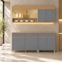 Cozinha Modulada Realeza Premium 4 Peças com 7 Portas, 3 Gavetas e Vidro Reflecta Titânio - Nesher