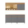 Cozinha Modulada Realeza Premium 4 Peças com 7 Portas, 3 Gavetas e Vidro Reflecta Titânio - Nesher