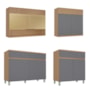 Cozinha Modulada Realeza Premium 4 Peças com 7 Portas, 3 Gavetas e Vidro Reflecta Titânio - Nesher