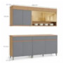 Cozinha Modulada Realeza Premium 4 Peças com 7 Portas, 3 Gavetas e Vidro Reflecta Titânio - Nesher