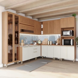 Cozinha Modulada Requinte 10 Peças com Torre Quente 2 Fornos Nature/Areia - Móveis Henn