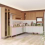 Cozinha Modulada Requinte 14 Peças com Cristaleira Nature/Areia - Móveis Henn