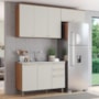 Cozinha Modulada Requinte 3 Peças com Balcão 120cm Nature/Areia sem Tampo - Móveis Henn
