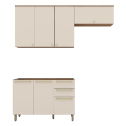 Cozinha Modulada Requinte 3 Peças com Balcão 120cm Nature/Areia sem Tampo - Móveis Henn