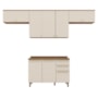 Cozinha Modulada Requinte 4 Peças Balcão 120cm Nature/Areia com Tampo MDP - Móveis Henn