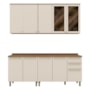 Cozinha Modulada Requinte 4 Peças Balcão 80cm Nature/Areia com Tampo MDP - Móveis Henn