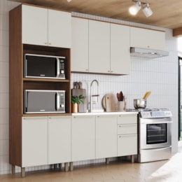 Cozinha Modulada Requinte 4 Peças com Torre Quente 2 Fornos Nature/Areia - Móveis Henn
