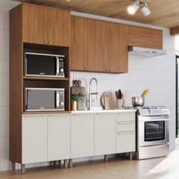 Cozinha Modulada Requinte 4 Peças com Torre Quente 2 Fornos Nature/Nature/Areia - Móveis Henn