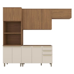 Cozinha Modulada Requinte 4 Peças com Torre Quente 2 Fornos Nature/Nature/Areia - Móveis Henn