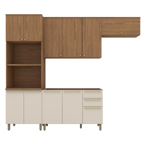 Cozinha Modulada Requinte 4 Peças com Torre Quente 2 Fornos Nature/Nature/Areia - Móveis Henn